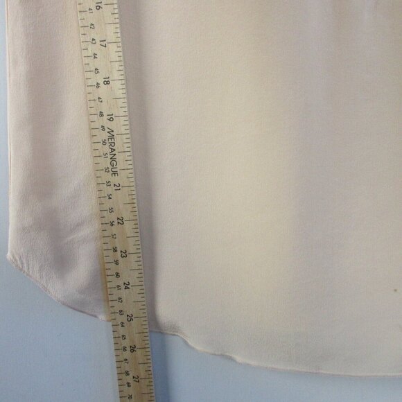 Club Monaco Floral Embellish Silk Blouse Women S Tan Boxy Cap Sleeve Casual 104 - Picture 10 of 11
